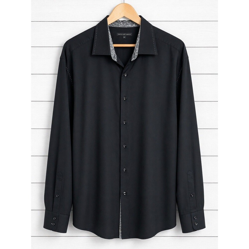 Twenty Eight Degrees Black Men's Button Down Dress Shirt Contrast Trim 3X